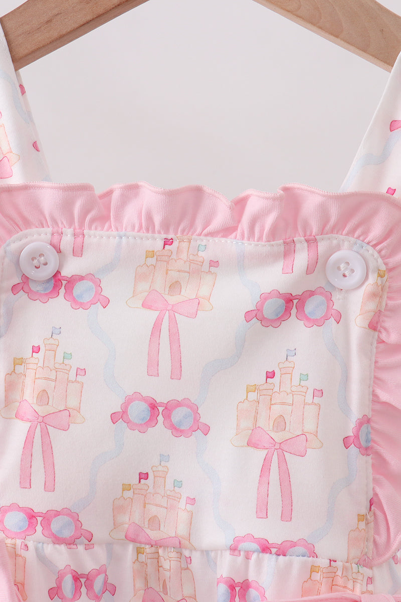 Pink bow castle ruffle bubble - Aaria Tees Aaria Tees
