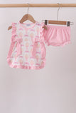 Pink bow castle ruffle bloomer set - Aaria Tees Aaria Tees