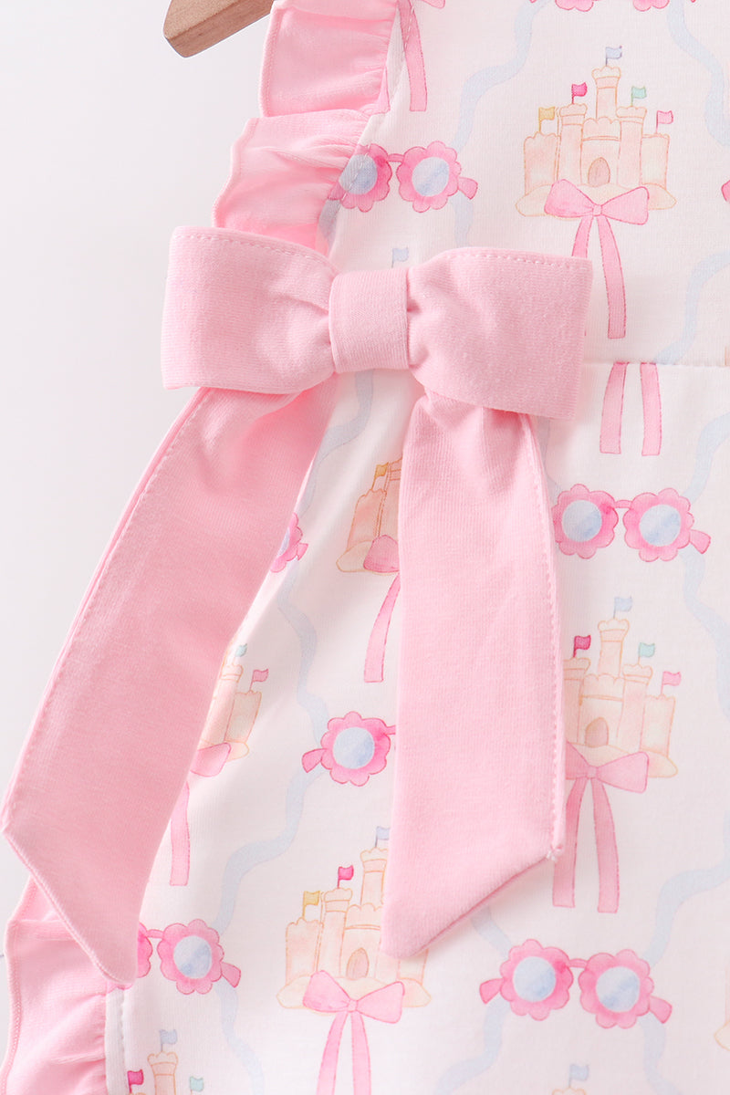 Pink bow castle ruffle bloomer set - Aaria Tees Aaria Tees