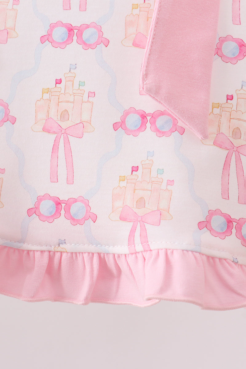 Pink bow castle ruffle bloomer set - Aaria Tees Aaria Tees