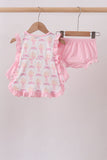 Pink bow castle ruffle bloomer set - Aaria Tees Aaria Tees