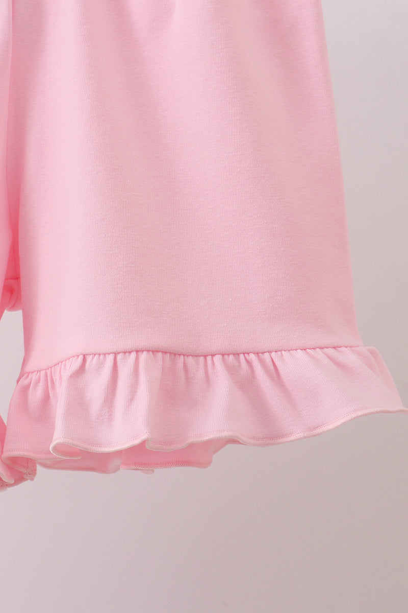 Pink bow castle ruffle shorts set - Aaria Tees Aaria Tees