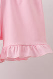 Pink bow castle ruffle shorts set - Aaria Tees Aaria Tees