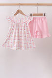 Pink bow castle ruffle shorts set - Aaria Tees Aaria Tees