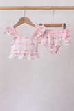 Pink bow castle ruffle 2pc swimsuit - Aaria Tees Aaria Tees
