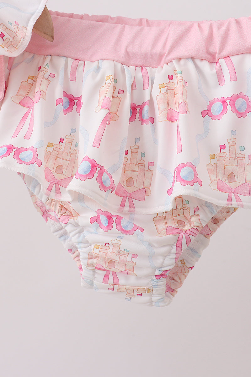 Pink bow castle ruffle 2pc swimsuit - Aaria Tees Aaria Tees