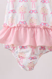 Pink bow castle ruffle one-piece swimsuit - Aaria Tees Aaria Tees