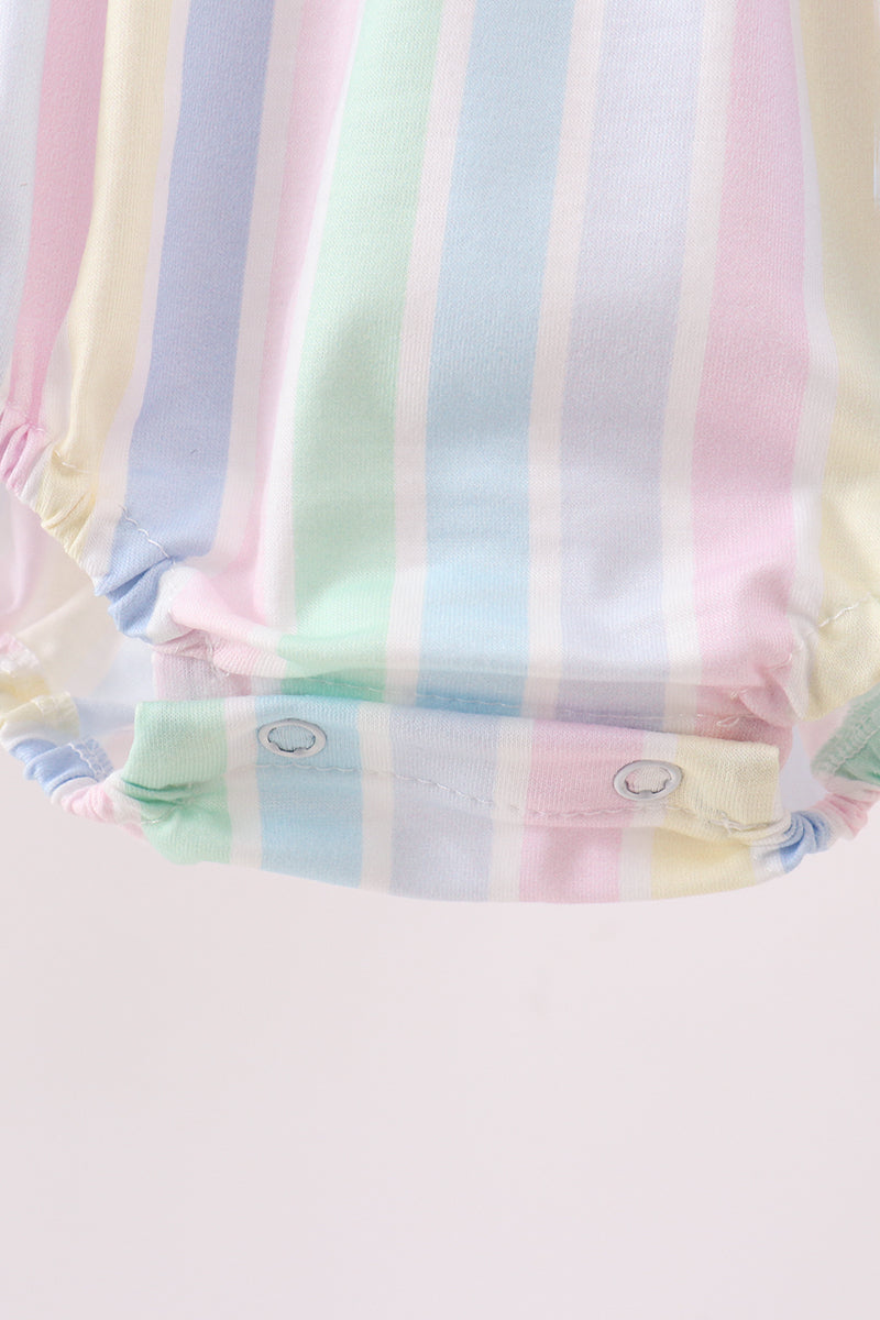 Rainbow stripe butterfly smocked ruffle bubble - Aaria Tees Aaria Tees