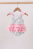 Rainbow stripe butterfly smocked ruffle bubble - Aaria Tees Aaria Tees