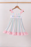 Rainbow stripe butterfly smocked ruffle dress - Aaria Tees Aaria Tees