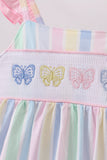 Rainbow stripe butterfly smocked ruffle dress - Aaria Tees Aaria Tees