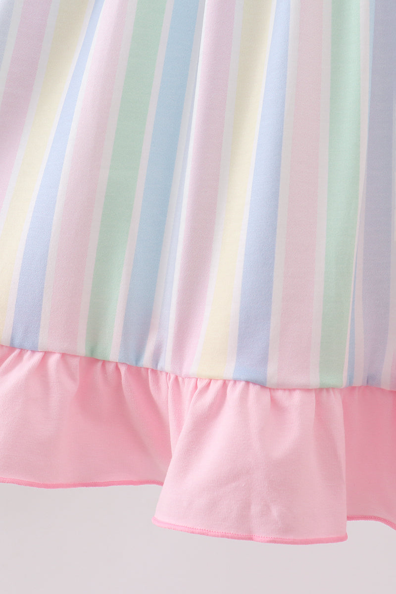 Rainbow stripe butterfly smocked ruffle dress - Aaria Tees Aaria Tees