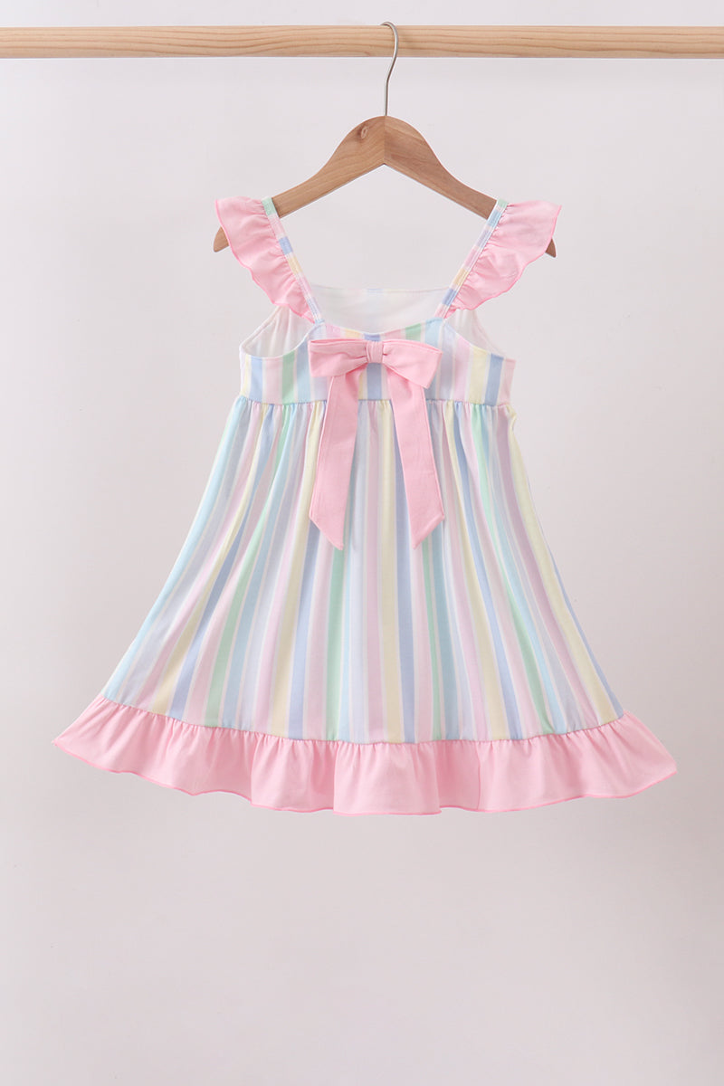 Rainbow stripe butterfly smocked ruffle dress - Aaria Tees Aaria Tees
