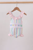 Rainbow stripe butterfly smocked ruffle one-piece swimsuit - Aaria Tees Aaria Tees