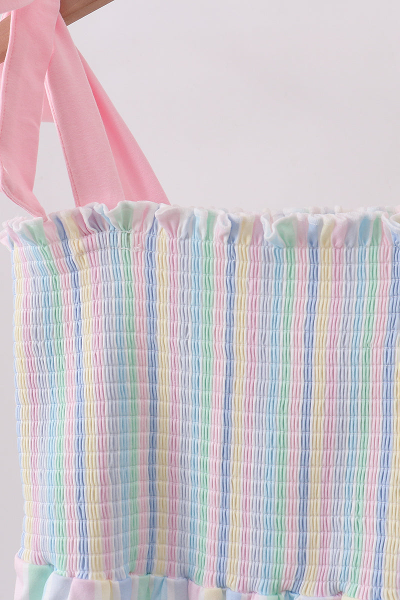 Rainbow stripe smocked dress - Aaria Tees Aaria Tees