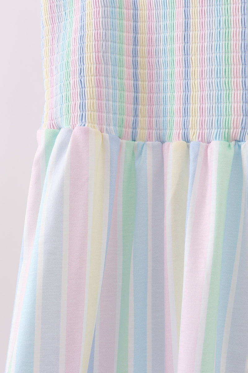 Rainbow stripe smocked dress - Aaria Tees Aaria Tees