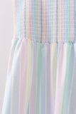 Rainbow stripe smocked dress - Aaria Tees Aaria Tees