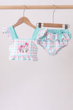 Green plaid horse applique 2pc swimsuit - Aaria Tees Aaria Tees