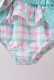 Green plaid horse applique 2pc swimsuit - Aaria Tees Aaria Tees