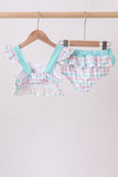 Green plaid horse applique 2pc swimsuit - Aaria Tees Aaria Tees