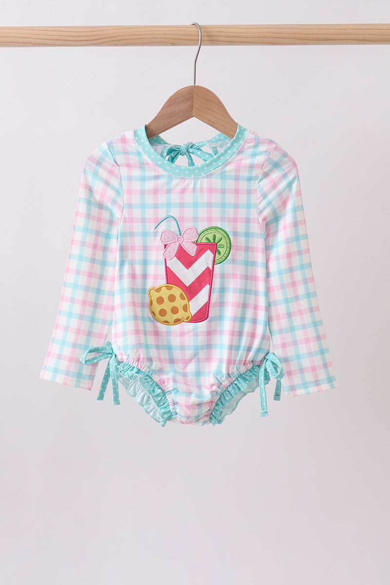 Green plaid horse applique rashguard - Aaria Tees