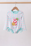 Green plaid horse applique rashguard - Aaria Tees Aaria Tees