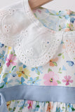 Blue Floral Lace Dress Aaria Tees