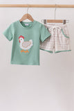 Sage Chicken Applique Set Aaria Tees