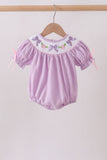 Lavender Smocked Embroidered Bow Jacquard Bubble Aaria Tees