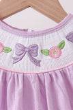 Lavender Smocked Embroidered Bow Jacquard Bubble Aaria Tees