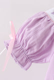 Lavender Smocked Embroidered Bow Jacquard Bubble Aaria Tees