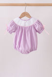 Lavender Smocked Embroidered Bow Jacquard Bubble Aaria Tees