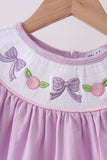 Lavender Smocked Embroidered Bow Jacquard Dress Aaria Tees