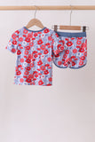 Blue Floral Bamboo Set Aaria Tees