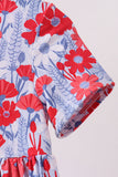 Blue Floral Bamboo Dress Aaria Tees