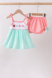 Green Marine Embroidered Jacquard Bloomer Set Aaria Tees