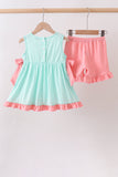 Green Marine Embroidered Jacquard Set Aaria Tees