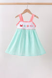 Green Marine Embroidered Jacquard Dress Aaria Tees