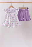 Purple Sea Turtle Smocked Set Aaria Tees