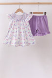 Purple Sea Turtle Smocked Set Aaria Tees