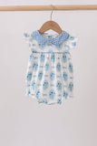 Blue Retro Floral Bubble Aaria Tees
