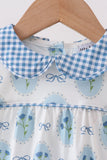 Blue Retro Floral Bubble Aaria Tees