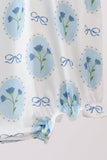 Blue Retro Floral Bubble Aaria Tees