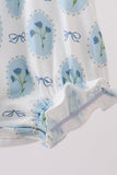 Blue Retro Floral Bubble Aaria Tees