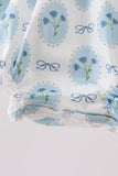 Blue Retro Floral Bubble Aaria Tees