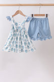 Blue Retro Floral Set Aaria Tees