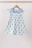 Blue Retro Floral Dress Aaria Tees