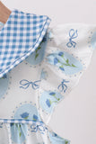 Blue Retro Floral Dress Aaria Tees