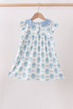 Blue Retro Floral Dress Aaria Tees