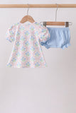 Blue Hydrangea Bow Bloomer Set Aaria Tees